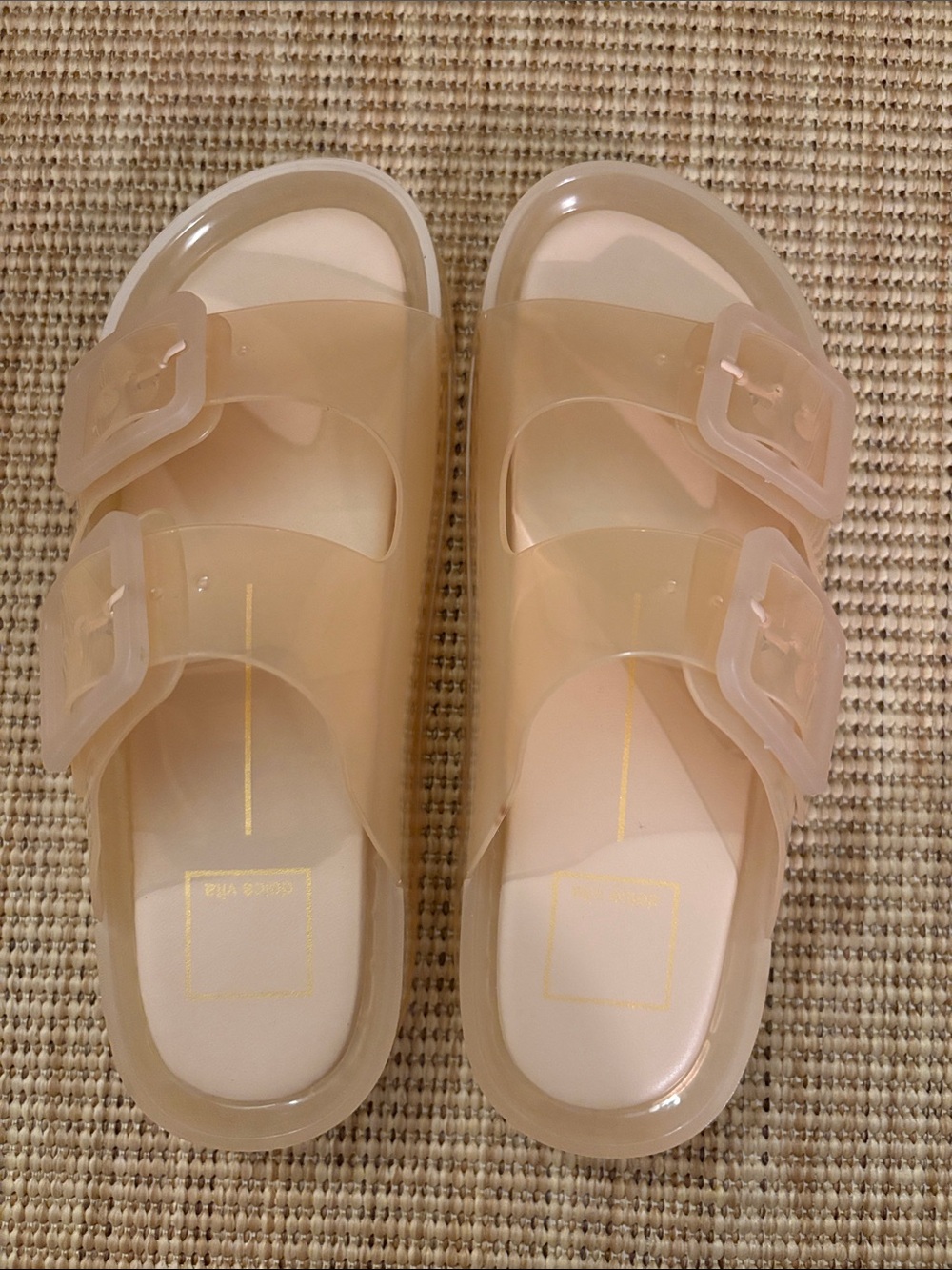 Dolce Vita Nude/Taupe Jelly Slide Sandals with Buckle Straps